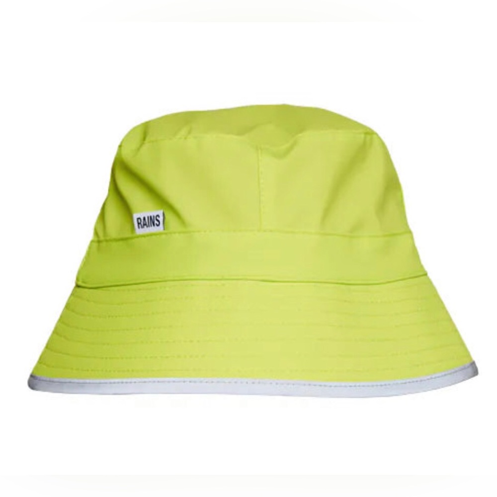 NWT Rains Bucket Hat in Reflective Digital Lime - S2 / M-XL - Picture 3 of 7